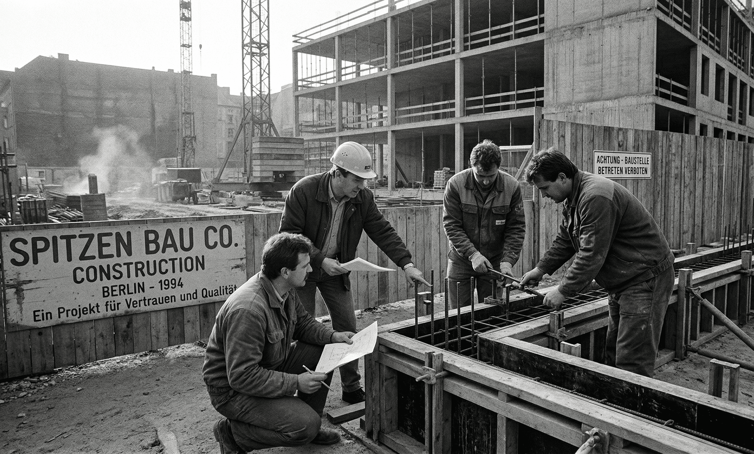 Vintage construction workers